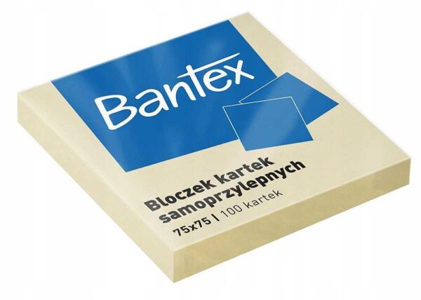 Bloczek Kartek Samoprzylepnych BANTEX 75x75mm Żółte x 100 szt.