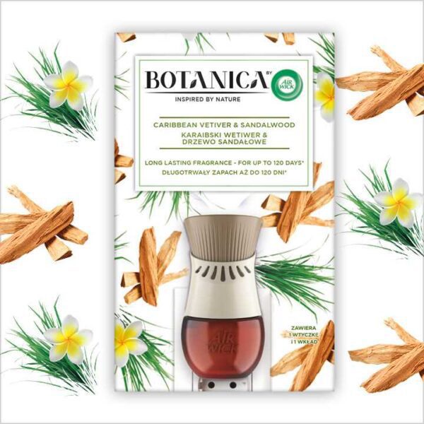 Botanica by Air Wick Karaibski Wetiwer & Drzewo Sandałowe/Caribbean Vetiver & Sandalwood 19ml Komplet - obrazek 2