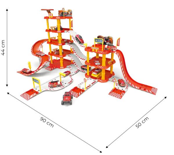 Duży garaż samochodowy straż pożarna 4 poziomy stacja benzynowa 100 elementów - obrazek 2