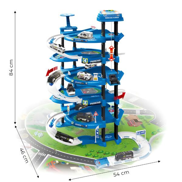 Garaż samochodowy XXL komenda policji 5 poziomów + mata z miastem 82 elementy - obrazek 5