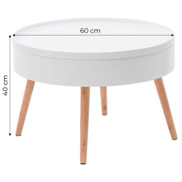 Stolik kawowy okrągły ze schowkiem 60cm ModernHome - obrazek 5